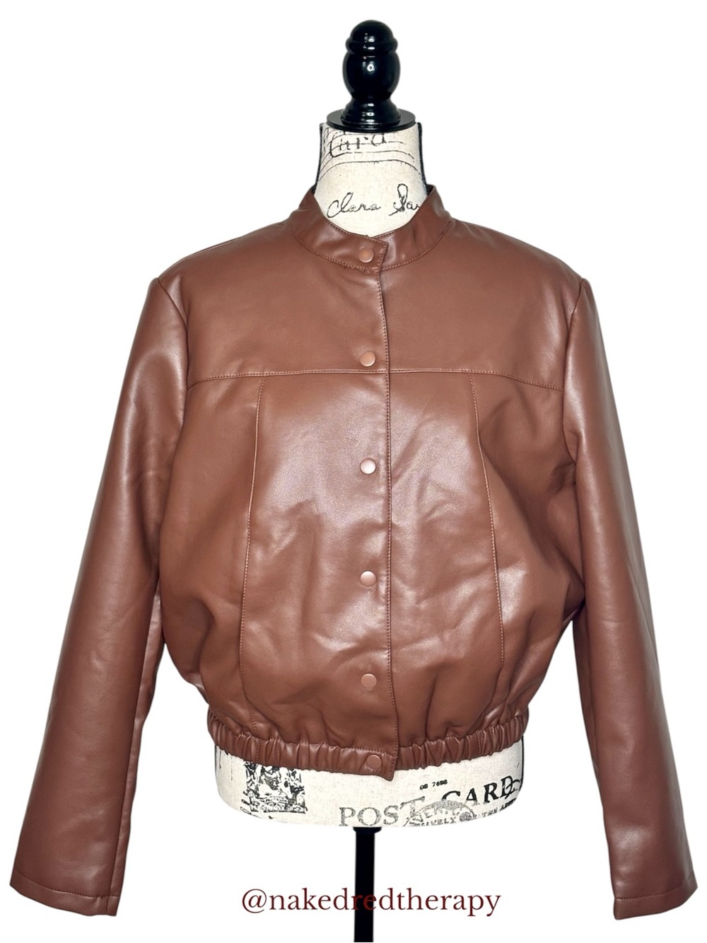 NWT - Forever 21 Brown Vegan Leather Cropped Bomber Jacket | Women Size L